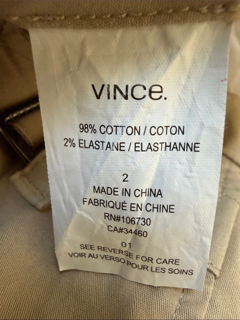 Vince sz 2 100% cotton beige long walking Bermuda shorts - Picture 6 of 8